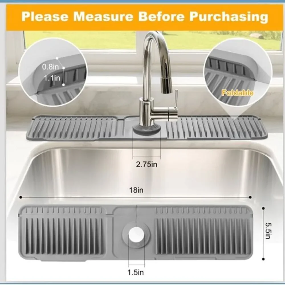 New 24 Inch Faucet Mat for Kitchen Sink, Kitchen Sink Water Splash Guard
